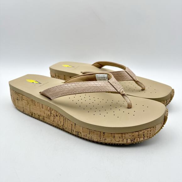 Volatile Womens Neville Wedge Sandal US 11 M Nude Snake Vegan Leather NWOB - Picture 4 of 12